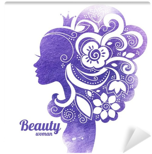 Watercolor Beautiful Woman Silhouette With Flowers - Play: How Filipino Women Co-create Empowerment In Social (400x400), Png Download
