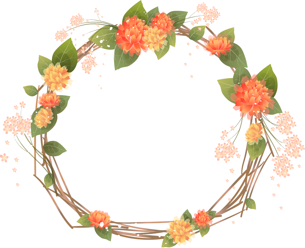 Orange Frames Transparent Google Search Frames Orange - Floral Frame Png Transparente (1280x1042), Png Download