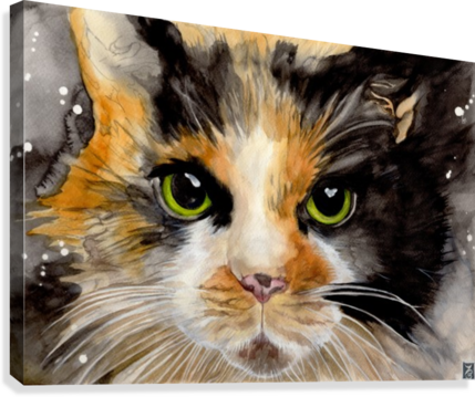 Miaow Watercolour Soul Canvas Print - Artist (429x359), Png Download