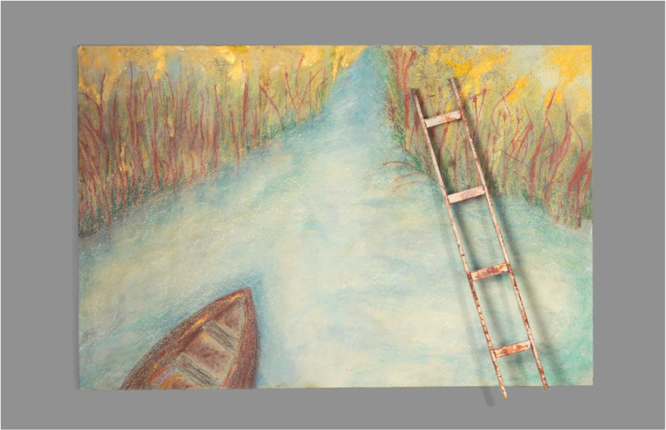 This Painting, That Combines A Metal Ladder, Came To - Watercolor Paint (963x622), Png Download