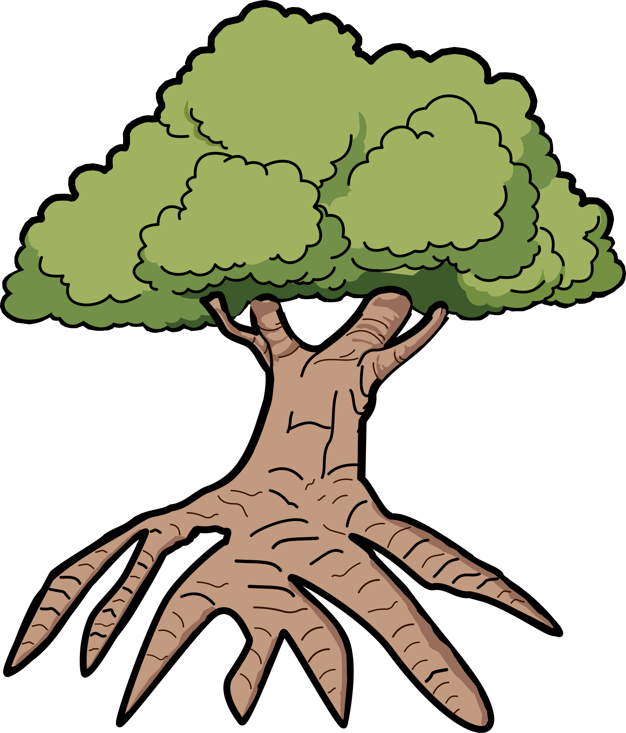 Tree - Tree With Big Roots Clipart (2051x2400), Png Download