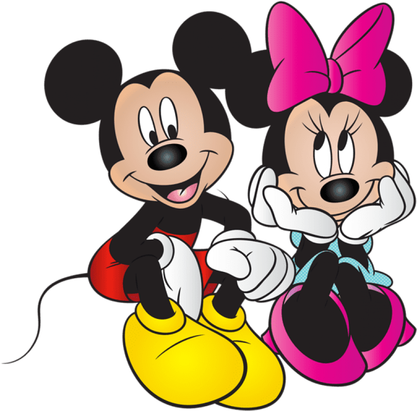 Mickey And Minnie Mouse Free Png Clip Art Image - Mickey Mouse Y Minnie (600x592), Png Download