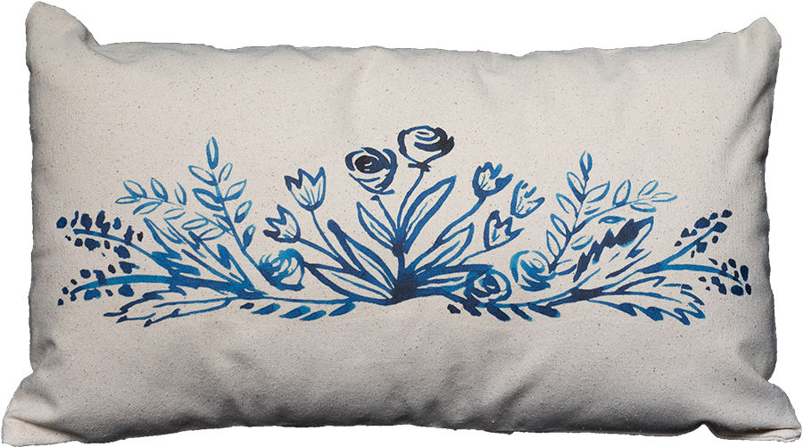 Watercolor Blue Floral Swag - Cushion (900x501), Png Download
