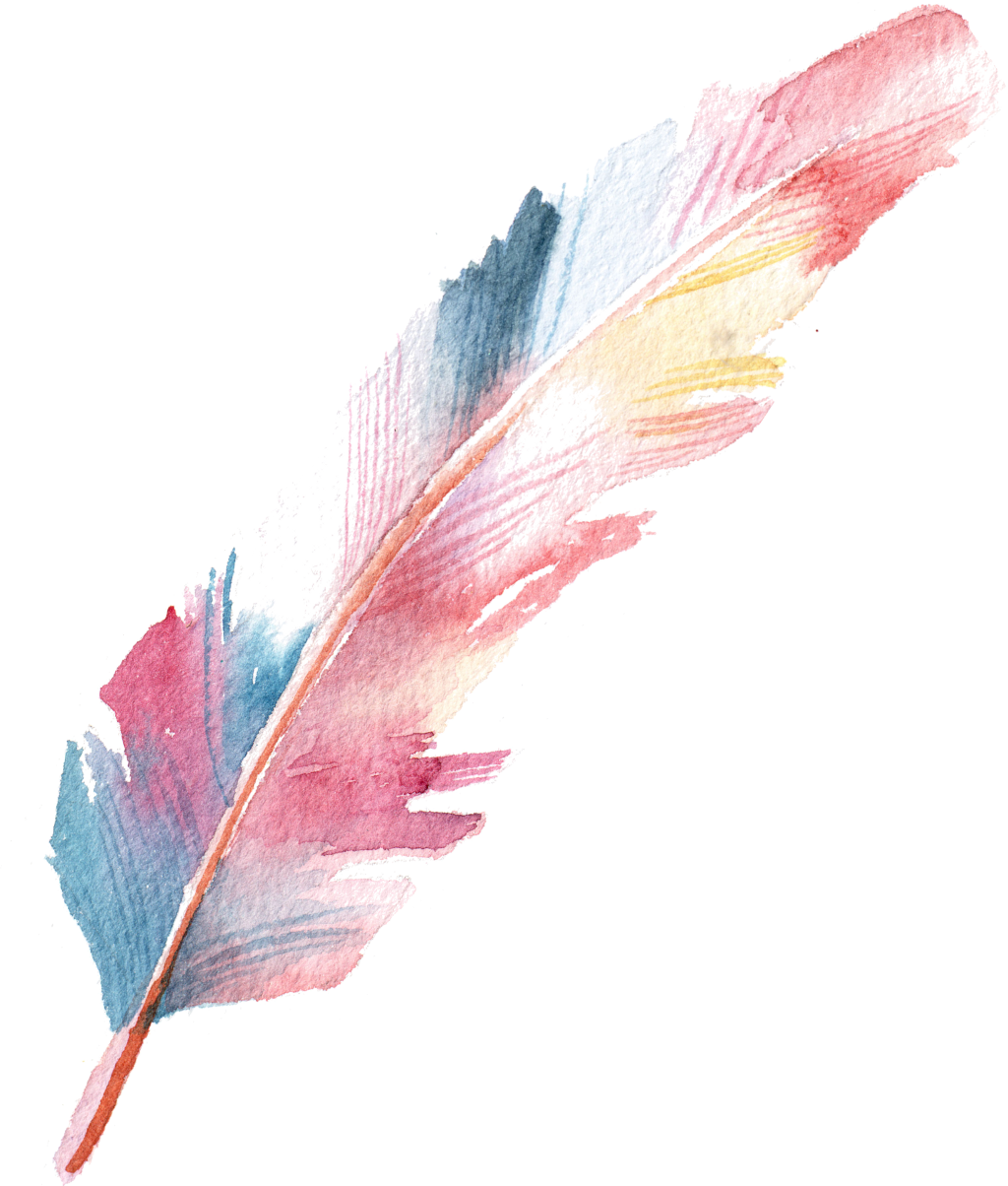 Feather Colorful Drawing Watercolor Handpainting Sprin (1024x1204), Png Download