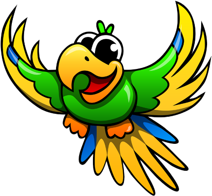 Cute Parrot Png Image - Cartoon Parrot Transparent Background (500x500), Png Download