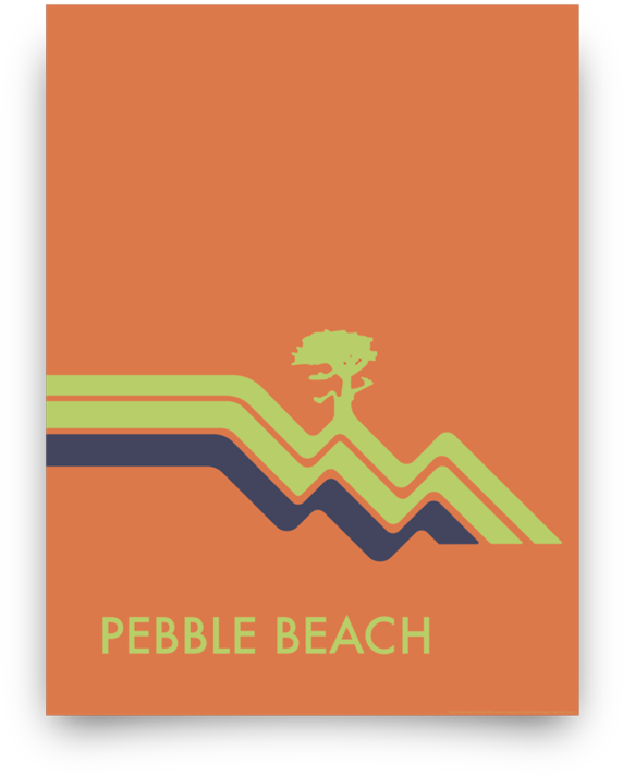 Download Pebble Beach Waves Orange Giclée Print Pebble Beach PNG