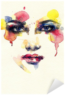 Beautiful Woman Face - Watercolor Face (400x400), Png Download