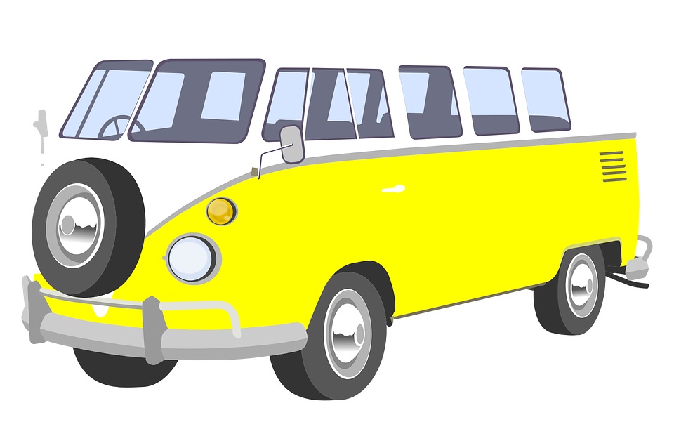 Hippie Bus Png Black And White Download - Vw Camper Van Clip Art (960x601), Png Download