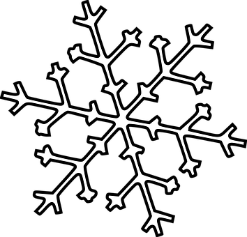 Fall White Winter Christmas Snow Snowflake - Snowflake Outline Black And White (354x340), Png Download