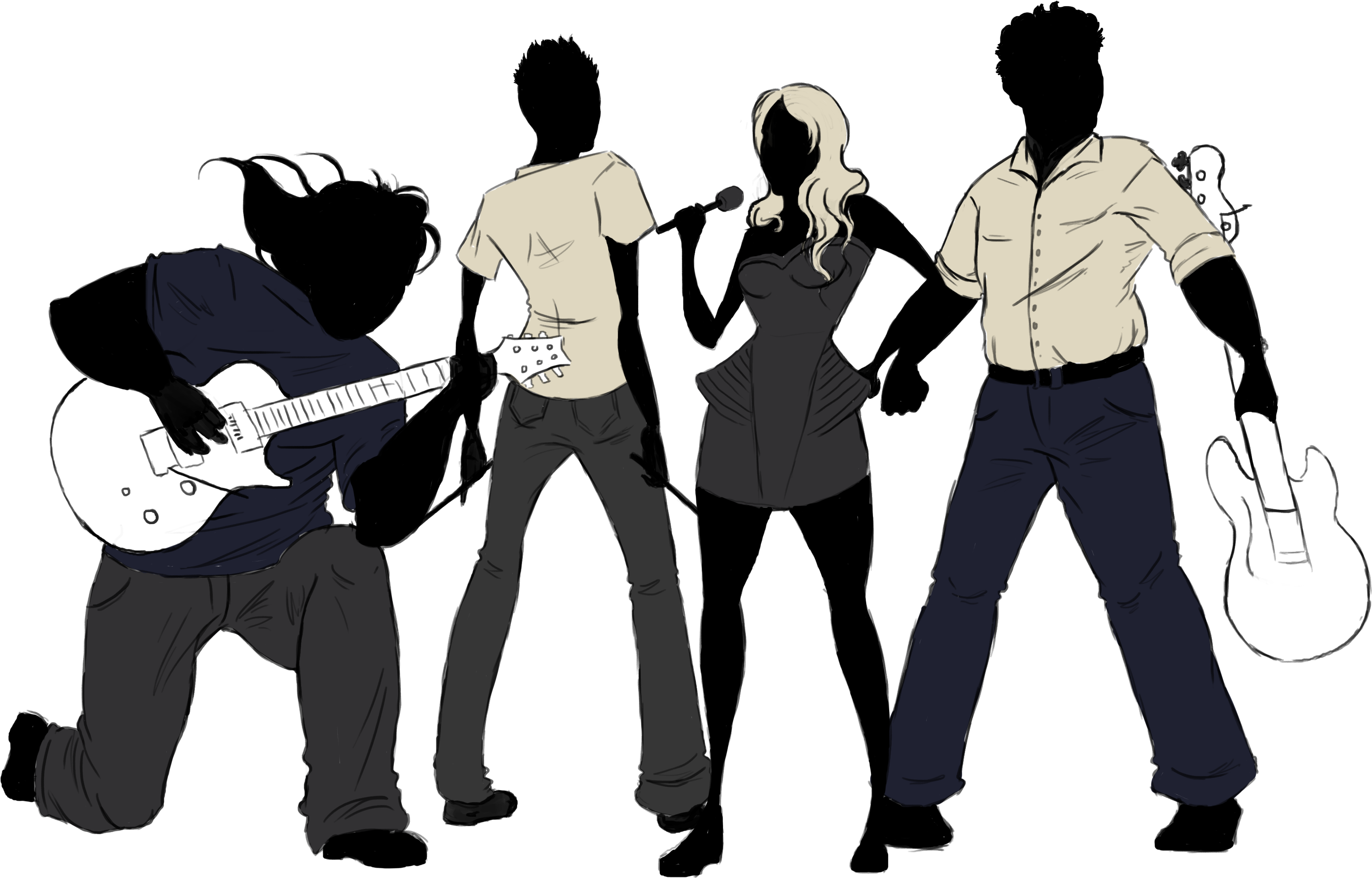 Band Png Hd - Band Playing Silhouette Png (1024x691), Png Download