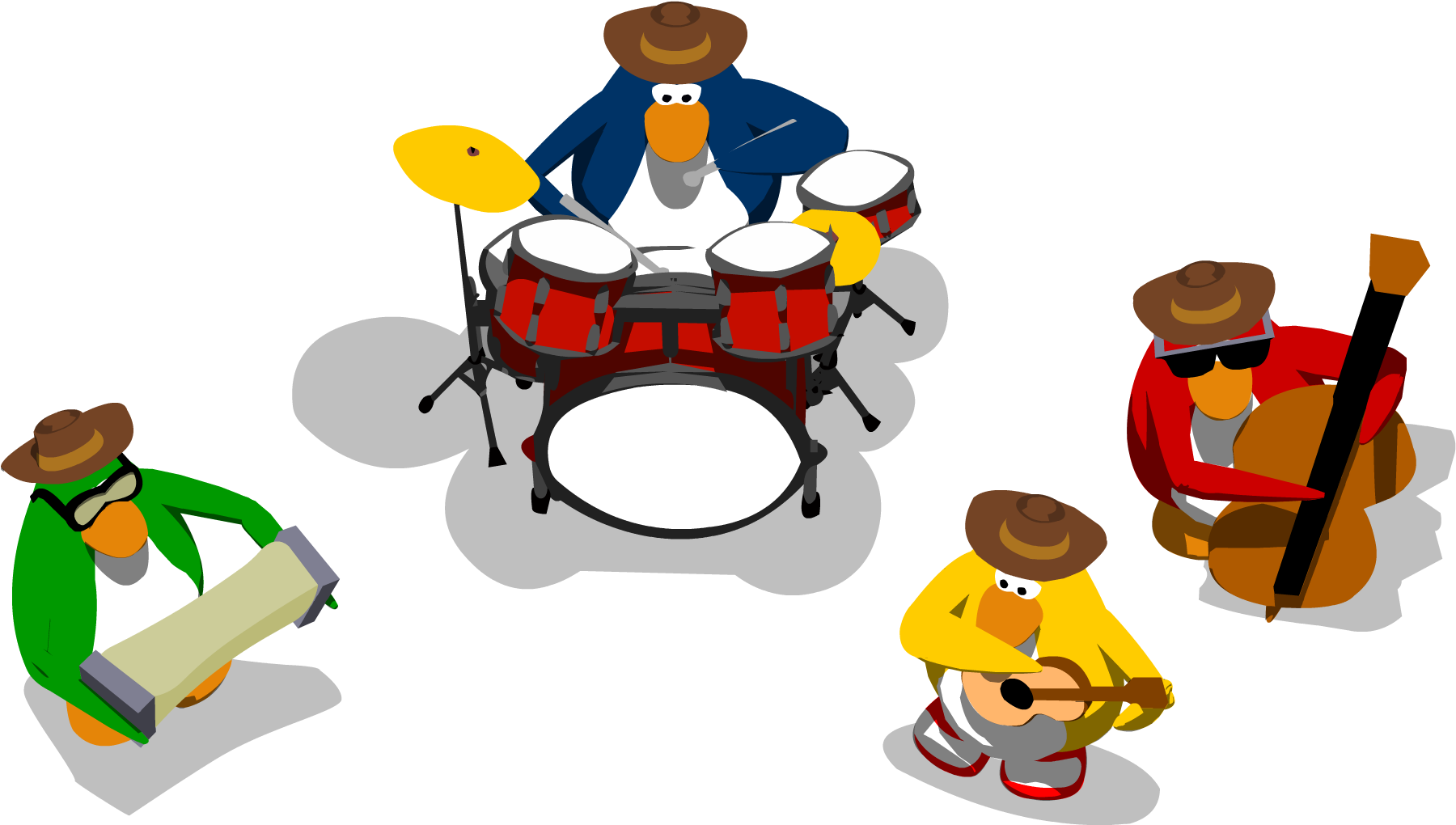 Penguin Band Music Jam - Music (1833x1052), Png Download