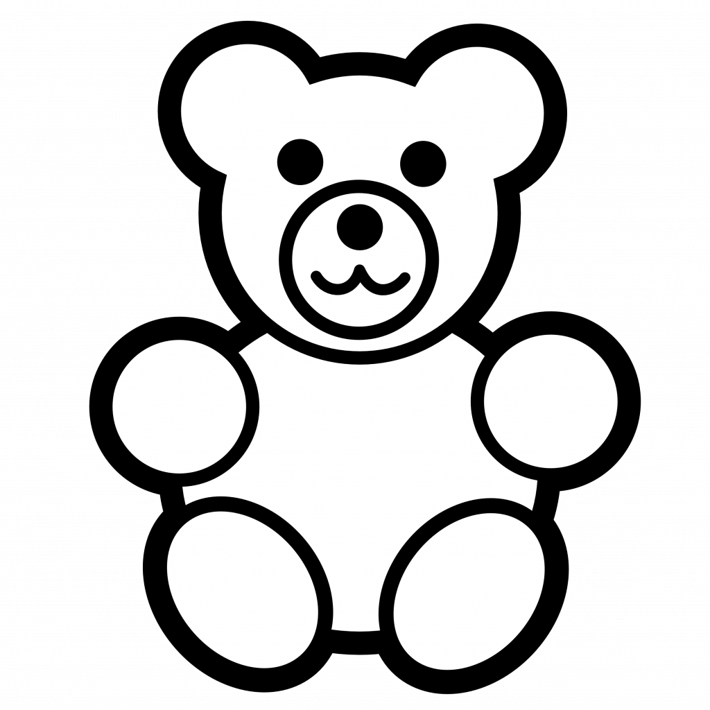 Teddy Bear Silhouette Clip Art At Getdrawings - Simple Teddy Bear Drawing (1024x1024), Png Download