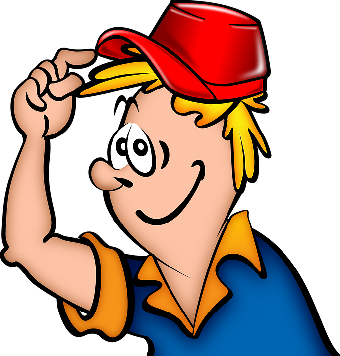 Teenager Cap Red - Man With A Hat Clipart (686x720), Png Download