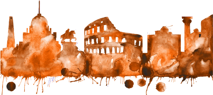 Useful Education Websites - Rome Skyline Watercolor Poster - Cityscape Painting (788x363), Png Download