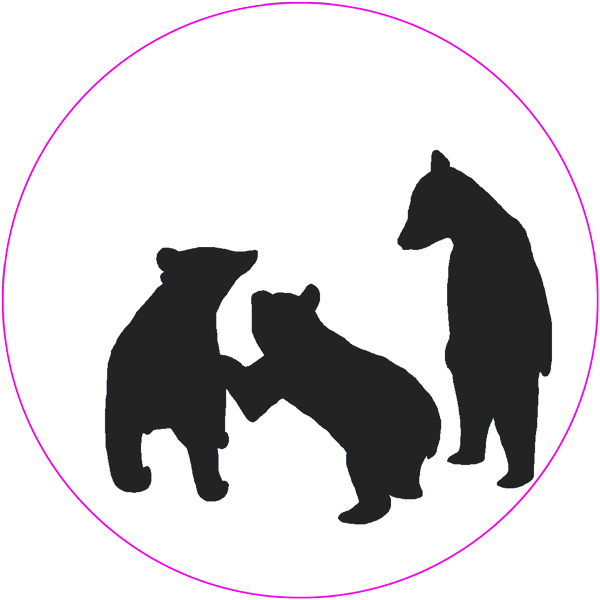 Black Bears - Silhouette Bear Cubs Playing (600x600), Png Download