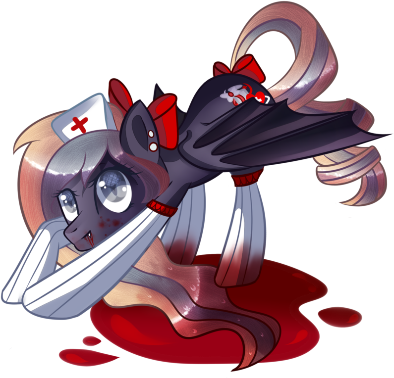 Xvivido, Bat Pony, Blood, Cute, Grimcute, Hat, Nurse - Filename (800x837), Png Download