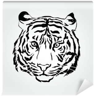 Silhouette Tete De Tigre (400x400), Png Download