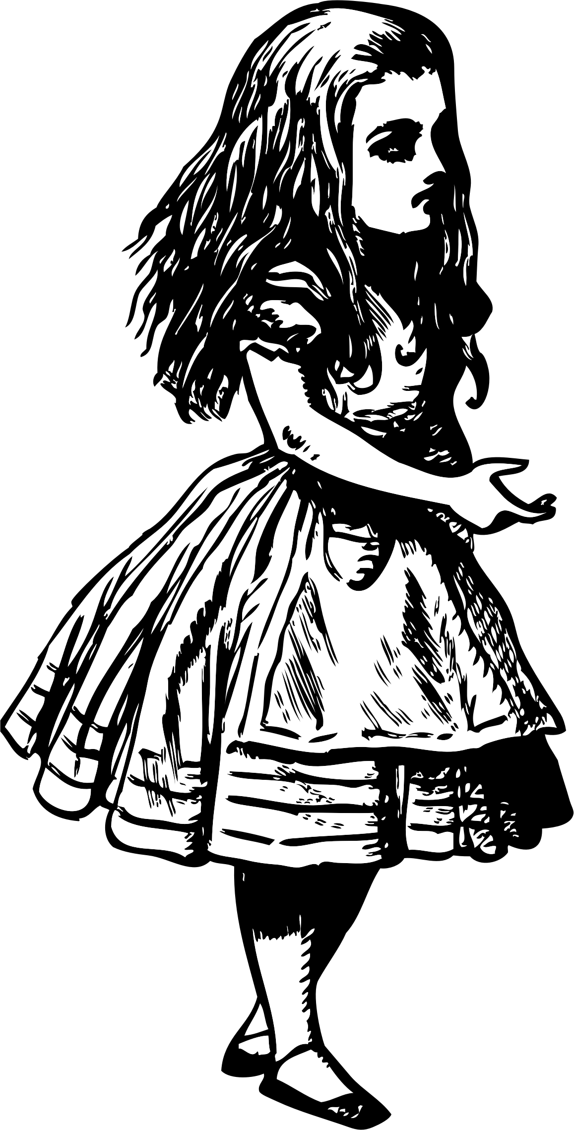Breath Drawing Line - Alice In Wonderland Vintage Png (1157x2278), Png Download