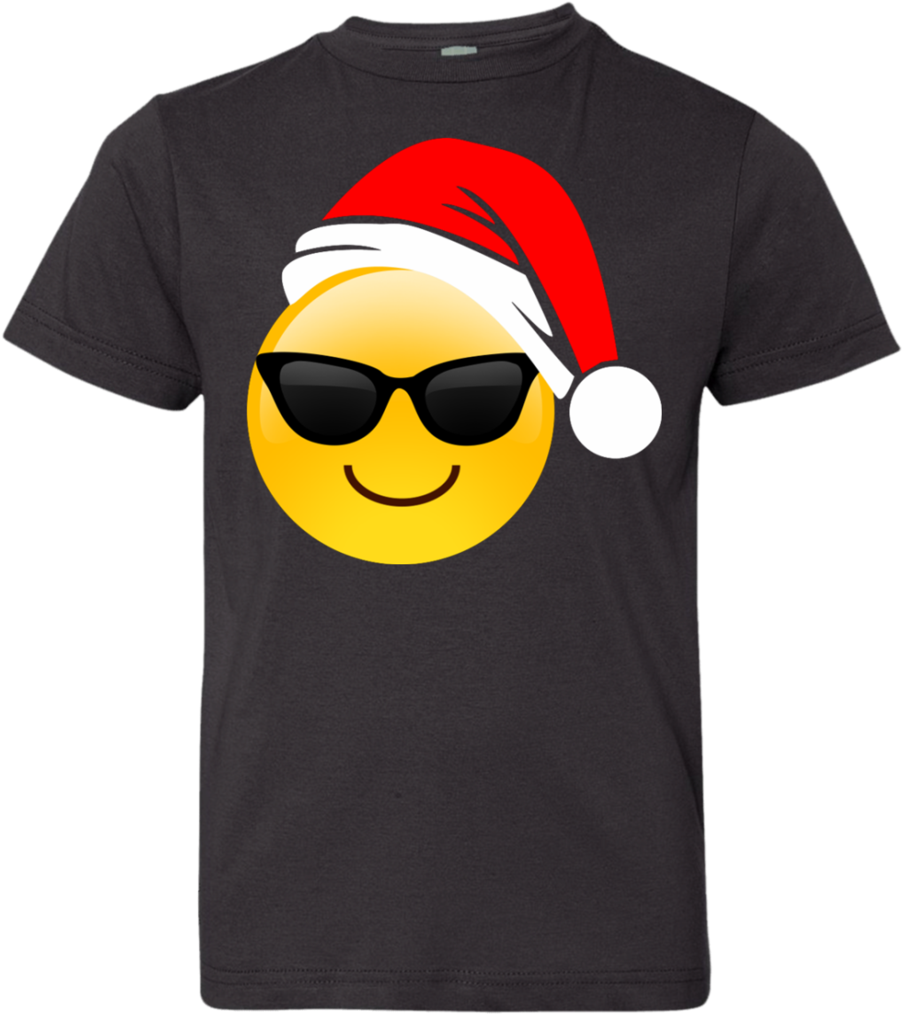 Emoji Christmas Shirt Cool Sunglasses Santa Hat Family - Birthday Girl Emoji Sunglasses Shirt Smile T Shirt (1024x1024), Png Download