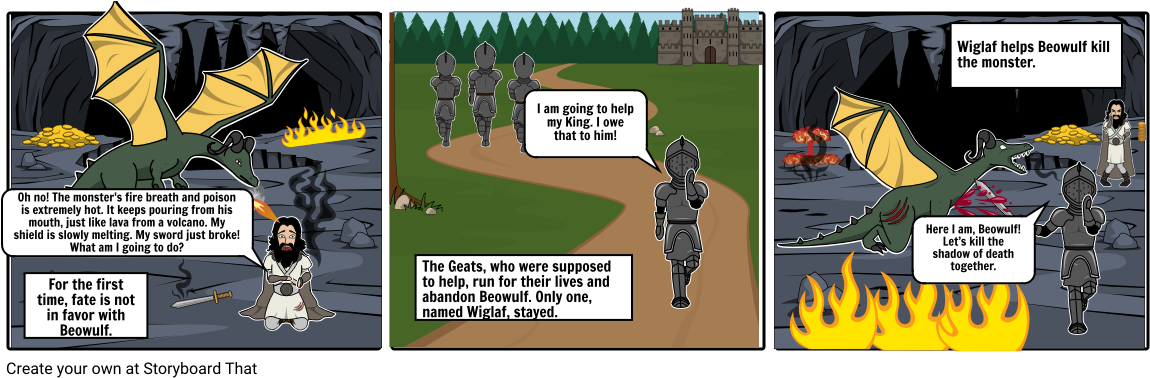 The Battle With The Monster - Cartoon (1164x385), Png Download