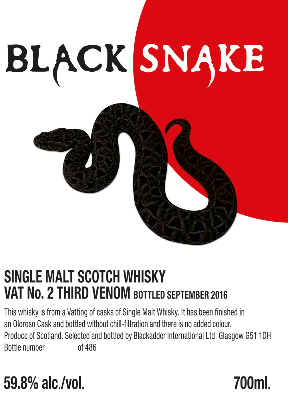 Black Snake Blackadder Single Malt (1369x1420), Png Download