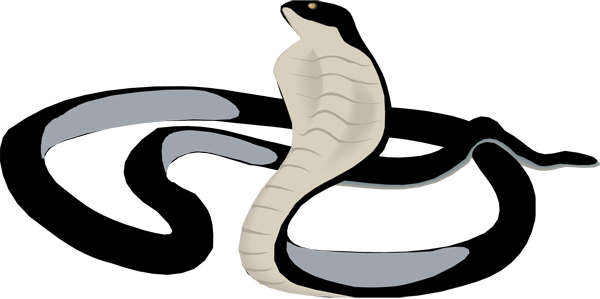 Serpent Clipart Black Mamba - Black Cobra Clipart Png (600x299), Png Download