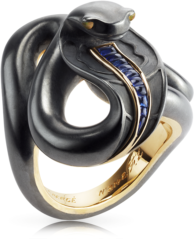 Fabergé Black Sea Serpent Ring Featuring Round Blue - Ring (800x800), Png Download