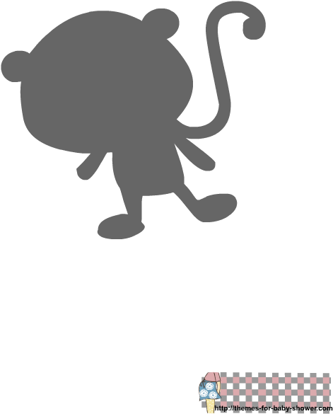 Monkey Baby Shower Stencil - Stencil Of Baby Print (612x792), Png Download