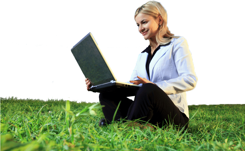 Business Woman Outdoors Laptop Computer Forensics Tile - Entrepreneurial Freedom: How To Start And Grow A Profitable (849x565), Png Download