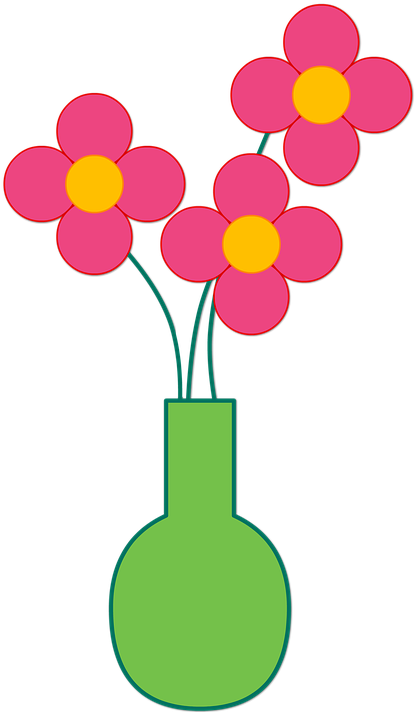 Of Flowers Png Library Download Huge - Flower With Vase Cartoon (429x720), Png Download