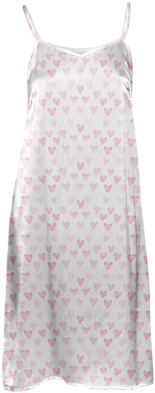 Watercolor Hearts Slip Dress $114 - Nightgown (400x821), Png Download