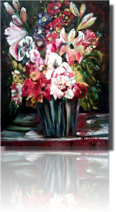 Her Paintings And Sculptures Are In Many Homes Throughout - Bouquet (388x976), Png Download