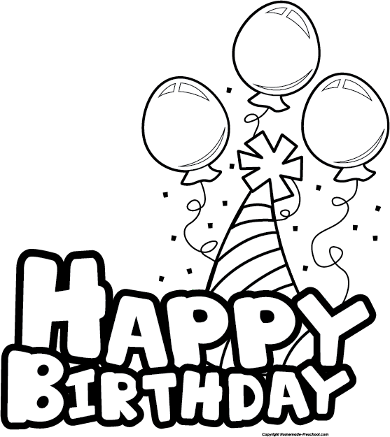 Best Birthday Clip Art Black And White - Happy Birthday Cake Clipart Black And White (557x625), Png Download