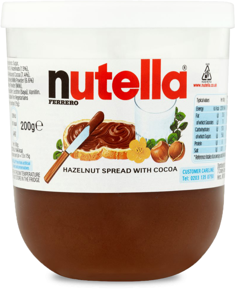 The Now Iconic Nutella Glass Is One Of Those Rare Moments - Nutella Hazelnut Spread With Cocoa, 200g (1783x1188), Png Download