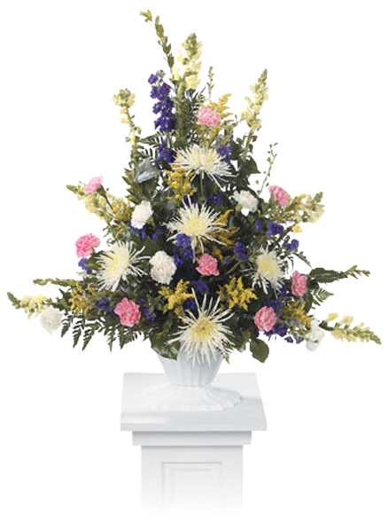 Pastel Pedestal - Pedestal Flower Pot With Flowers (600x600), Png Download