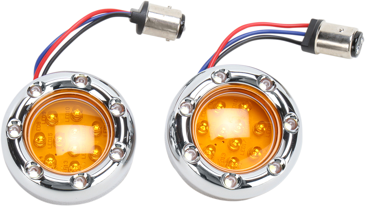 Arlen Ness 1157 Chrome Amber Led Fire Ring Motorcycle - Arlen Ness Chrome White Fire Ring Amber Led Turn Signal (1200x679), Png Download