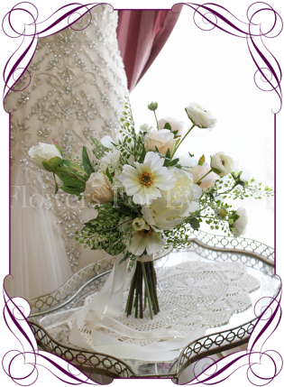 Silk Artificial Rustic Boho Textured White And Pastel - Flower Bouquet (324x438), Png Download