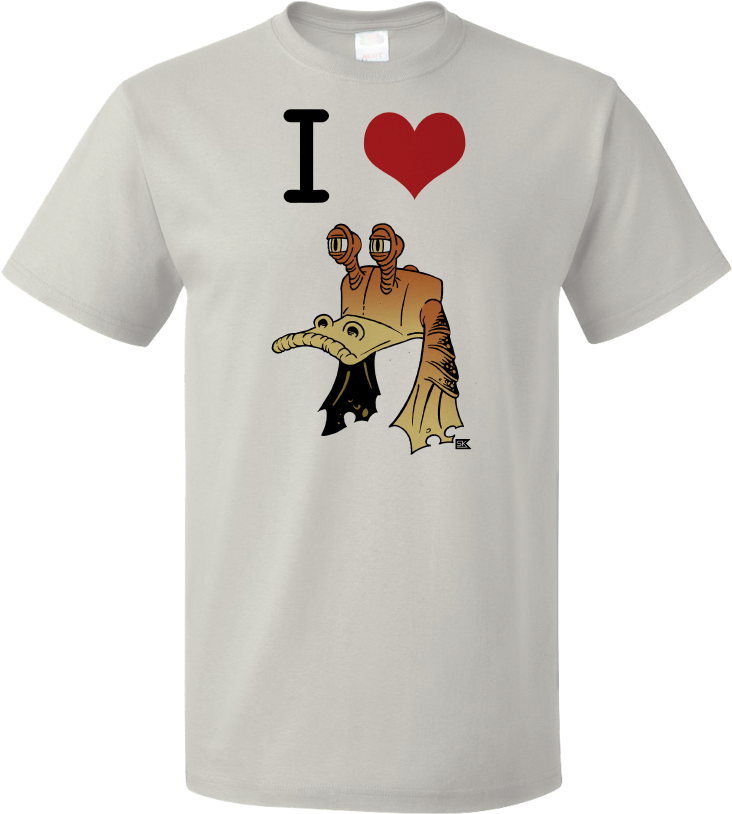 Standard Light Grey Starkid Ani I Heart Jar Jar T-shirt - Wv Golf Mk3 T Shirt (804x1005), Png Download