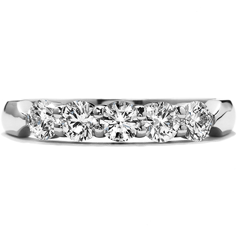 Hearts On Fire Engagement Band - 18kt White Gold Five Stone Hearts On Fire Band .51cttw (488x488), Png Download