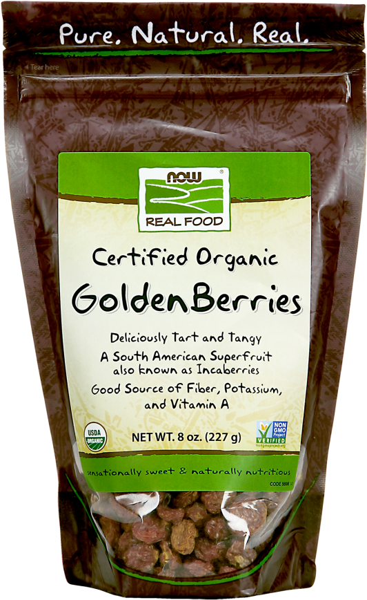 Goldenberries, Organic - Now Foods Organic Golden Berries - 8 Oz (547x880), Png Download