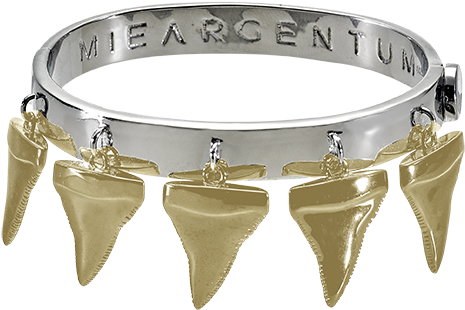 Bite Me Bangle Rhodium With Yellow Gold Teeth - Yellow (545x368), Png Download