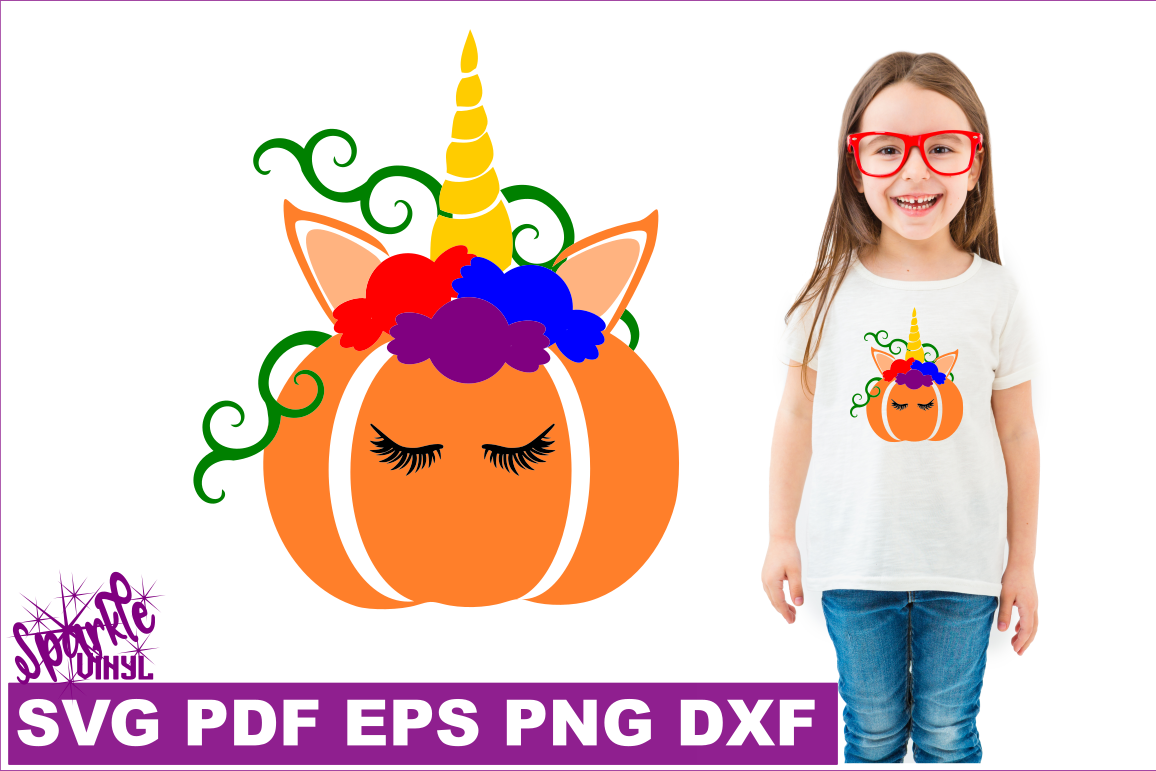 Unicorn Pumpking With Candy Svg Dxf Eps Png Pdf Files - Scalable Vector Graphics (1156x771), Png Download