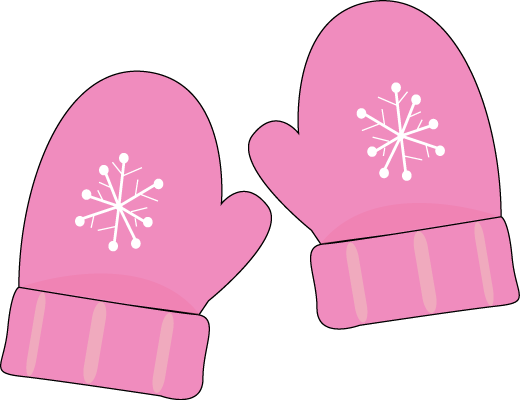 Glove Clipart Cute - Pink Mittens Clipart (520x400), Png Download