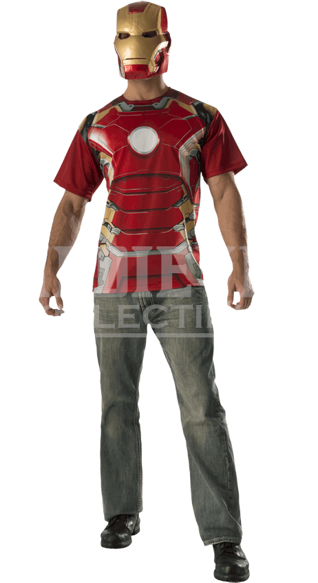 Adult Avengers 2 Iron Man Costume Top And Mask Set - Adults Iron Man Avengers: Age Of Ultron Costume Kit (850x850), Png Download