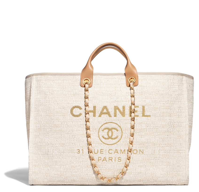 Download Large Shopping Canvas Calfskin Gold Tone Metal - Bolsa Chanel ...