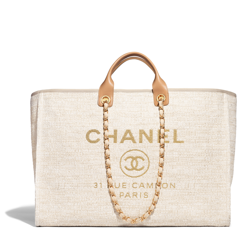 Large Shopping Canvas Calfskin Gold Tone Metal - Bolsa Chanel Png (846x1080), Png Download