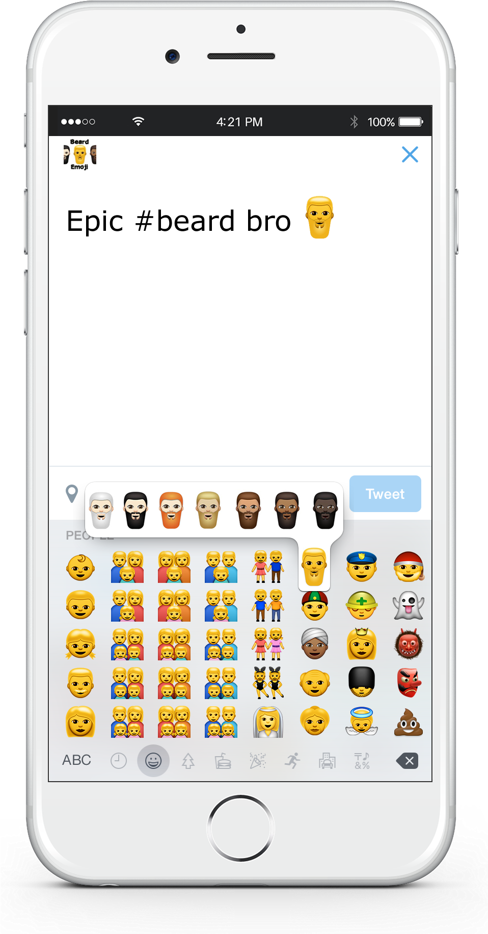 Unicode Apple Google Android Beard Emoji - Mobile Phone (973x1859), Png Download