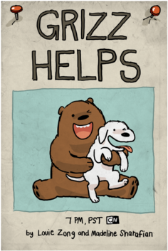 Bare Bears Helping (350x526), Png Download