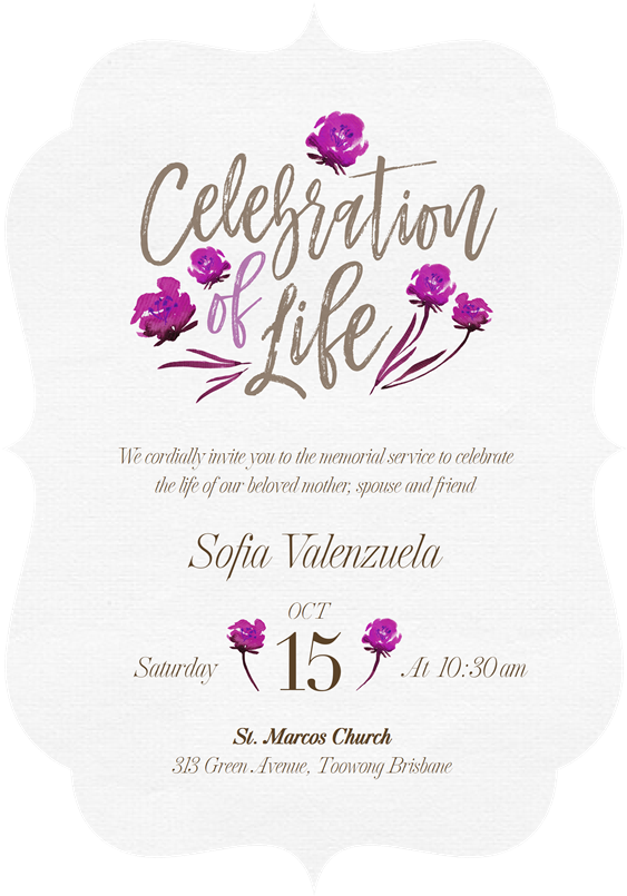 Invite To Celebration Of Life (570x810), Png Download