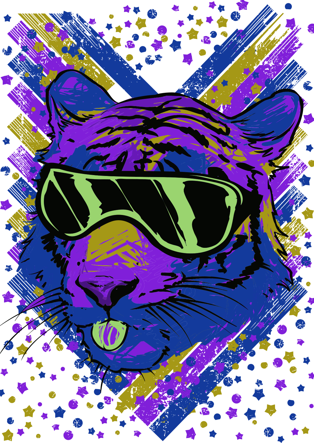 Party Tiger Blue Purple Illustration Free Transparent PNG Download